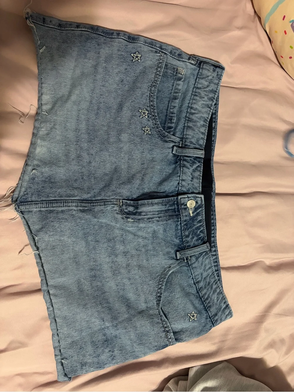 Light Blue Denim Women's Casual Star-Embellished Skirt